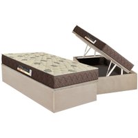 Conjunto Box Baú Solteiro: Colchão Molas Orthoflex D28 Livorno + Base CRC Suede Clean (88x188)