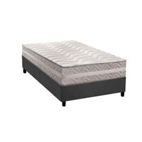 Cama Box Solteiro: Colchão Ortopédico Paropas D28 / Master Prata Double Face 25 + Base CRC Suede Gray (88x188)