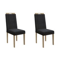 Cadeira Sala de Jantar Flora 2CAD150 Madeirado Kit 2 Un Carvalho/Suede Preto - Kappesberg