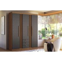 Guarda Roupa Casal 4 Portas e 4 Gavetas Aurora 4.4 Jatobá/Grafite - Santos Andirá