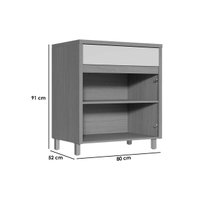 Cozinha Modulada Nesher Condessa Balcão c/ Tampo Condessa c/ 2 Portas e 1 Gaveta 80cm Carvalho/Cinza - Nesher
