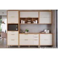 Cozinha Modulada Completa Eloise 5 Peças (2Aéreos+2Balcões+1Paneleiro) CZ024 Freijo/Off White - MGM