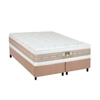 Cama Box Queen: Colchão Molas Pocket Ensacadas Castor Silver Star Air Double + Base CRC Suede Clean (158x198)