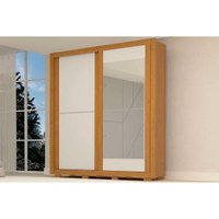 Guarda Roupa Casal 2 Portas de Correr (1 c/ Espelho) e 3 Gavetas Nicole Flex Cinamomo/Cinamomo ou Off White - ACP