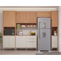 Kit Cozinha Modulada 5 Peças Divina (2Aéreos+1Balcão+2Paneleiros) CZ004 Freijo/Off White - MGM