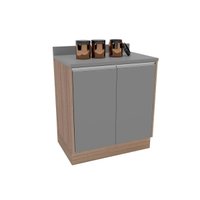 Gabinete de Cozinha Modulado Balcão Campanele c/ 2 Portas 76cm Castanho/Cinza - Politorno