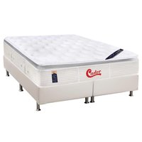 Cama Box Queen: Colchão Molas Pocket Ensacadas Castor Gold Star Vitagel SLX + Base CRC Courano White (158x198)