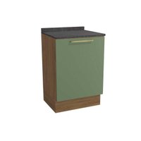 Balcão Cozinha p/ Cooktop c/ Tampo Botanic M629 c/ 1 Porta 60cm Nogueira/Oliva/Cinzel - Kappesberg
