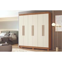 Guarda Roupa Casal 6 Portas e 2 Gavetas c/ Pés Toledo Jatoba/Areia - Santos Andirá