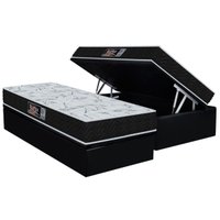 Cama Box Baú Solteiro: Colchão Molas MasterPocket Ensacadas Orthoflex Starflex + Base CRC Suede Black (88x188)