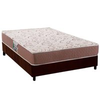 Conjunto Box Viúva: Colchão Espuma Herval Compact AG 65 / Durabilli Bordado Double Side + Base CRC Suede Brown (128x188)