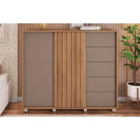 Cômoda Casal Pegasus c/ 2 Portas e 5 Gavetas Buriti/Fendi - Caemmun