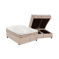 Cama Box King: Colchão Molas Pocket Ensacadas Castor Silver Star Air One Face + Base CRC Suede Clean (193x203)