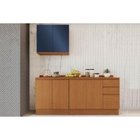 Cozinha Modulada Completa Ciela 5 Peças (1Aéreo+2Balcões+2Complementos) C5P118 Canela/Azul Profundo - Kappesberg