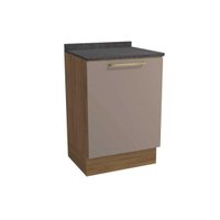 Balcão Cozinha p/ Cooktop c/ Tampo Botanic M629 c/ 1 Porta 60cm Nogueira/Fendi/Cinzel - Kappesberg