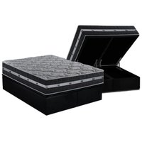 Cama Box Baú King: Colchão Molas Ensacadas D Angelis Anjos Black Graphite + Base CRC Courano Black (193x203)