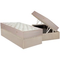 Conjunto Box Baú Solteiro: Colchão Molas Ortobom Orthotel Superluxo + Base CRC Suede Clean (88x188)