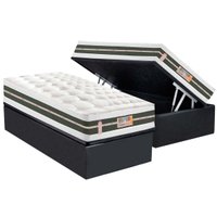 Cama Box Baú Solteiro: Colchão Molas Ensacadas Castor Silver Star Air Max 3D + Base CRC Suede Gray(88x188)