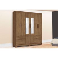 Guarda Roupa Casal 8 Portas (2 c/ Espelho) e 4 Gavetas c/ Pés Curitiba 8.4 Jatobá - Santos Andirá