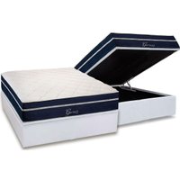 Cama Box Baú Casal: Colchão Molas Bonnel Polar Ensacadas Garnet + Base CRC Courano White (138x188)