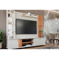 Home p/ TV até 60 Pol Riviera c/ Espelho e 3 Portas 216x186cm Off White/Cinamomo - Permóbili