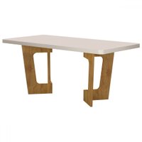 Mesa de Madeira Liz 180 Cm com Vidro Cinamomo/Off White - Valdemoveis