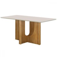 Mesa de Madeira Dora 120 Cm com Vidro Cinamomo/Off White - Valdemoveis
