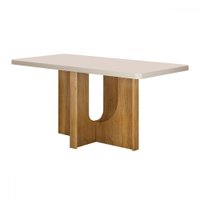 Mesa de Madeira Dora 160 Cm com Vidro Cinamomo/Off White - Valdemoveis