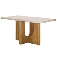 Mesa de Madeira Dora 120 Cm Vidro Cinamomo/Off White - Valdemoveis