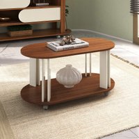 Mesa de Centro Oval 91cm com Rodízios Multimóveis CR45310 Cedro/Off White