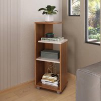 Mesa Lateral 33cm com Prateleiras Multimóveis CR45124 - Cinamomo/Off White