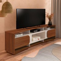 Rack para TV até 86 Polegadas 220cm com 2 Portas Multimóveis CR45321 Cedro/Off White
