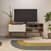 Rack para TV até 60 Polegadas 134cm com Pés Retrô 1 Porta Multimóveis CR45323 Cinamomo/Off White