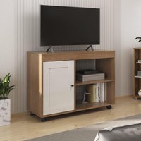 Rack para TV até 35 Polegadas 91cm com Rodízios 1 Porta Multimóveis CR45327 Cinamomo/Off White