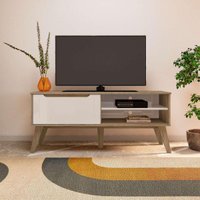 Rack para TV até 60 Polegadas 134cm com Pés Retrô 1 Porta Multimóveis CR45323 Carvalho/Off White