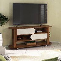 Rack para TV até 65 Polegadas 150cm com Rodízios 2 Portas Multimóveis CR45326 Cedro/Off White