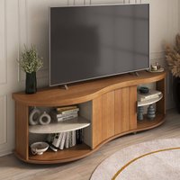Rack para TV até 75 Polegadas 180cm com 1 Porta Flex Multimóveis CR45324 Cinamomo/Off White