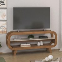 Rack para TV até 60 Polegadas 133,5cm com Pés Retrô Multimóveis CR45328 Cinamomo/Off White