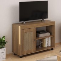 Rack para TV até 35 Polegadas 91cm com Rodízios 1 Porta Multimóveis CR45327 Carvalho