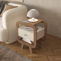 Mesa Lateral com 1 Gaveta e Portas USB Multimóveis CR45304 Cinamomo/Off White