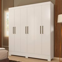 Guarda-Roupa Casal Marine 6 Portas 2 Gavetas Branco