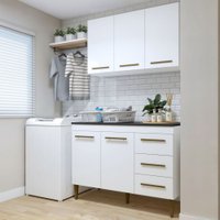 Lavanderia Completa Brasília 5 Poras 3 Gavetas Branco - Kaki Móveis