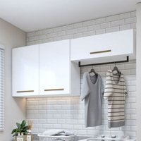 Armário Aéreo Lavanderia França 3 Portas Branco - Panorama Móveis