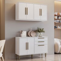 Cozinha Compacta Lorena 7 Portas 3 Gavetas Branco - Panorama Móveis