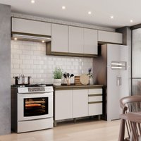 Cozinha Compacta Genius 8 Portas 2 Gavetas 100% Mdf Duna/Cristal - Pnr Móveis