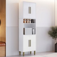 Paneleiro Lorena 4 Portas 3 Prateleiras Branco - Panorama Móveis