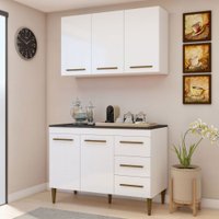 Cozinha Compacta Londrina 5 Portas 3 Gavetas Nature/Off White - Panorama Móveis