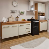 Cozinha Compacta Guarujá 7 Portas 3 Gavetas Branco - Panorama Móveis