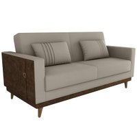 Sofa Cama 2 Lugares 203 cm Esther Veludo Corino Marrom Whisk Milani Store