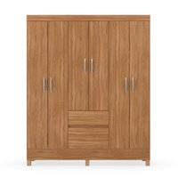 Guarda-Roupa Solteiro Sória 6 Portas 2 Gavetas Amêndola